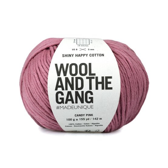 Wool and the Gang Candy Pink Shiny Happy Cotton 100g