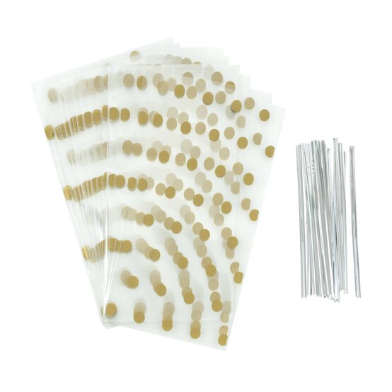 Whisk Gold Spot Treat Bags with Ties 25 Pack