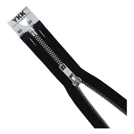 YKK Medium Weight Silver Elements Zip 66cm Black