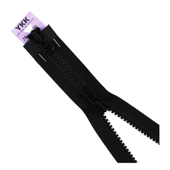 YKK Medium Weight Silver Elements Zip 76cm Black