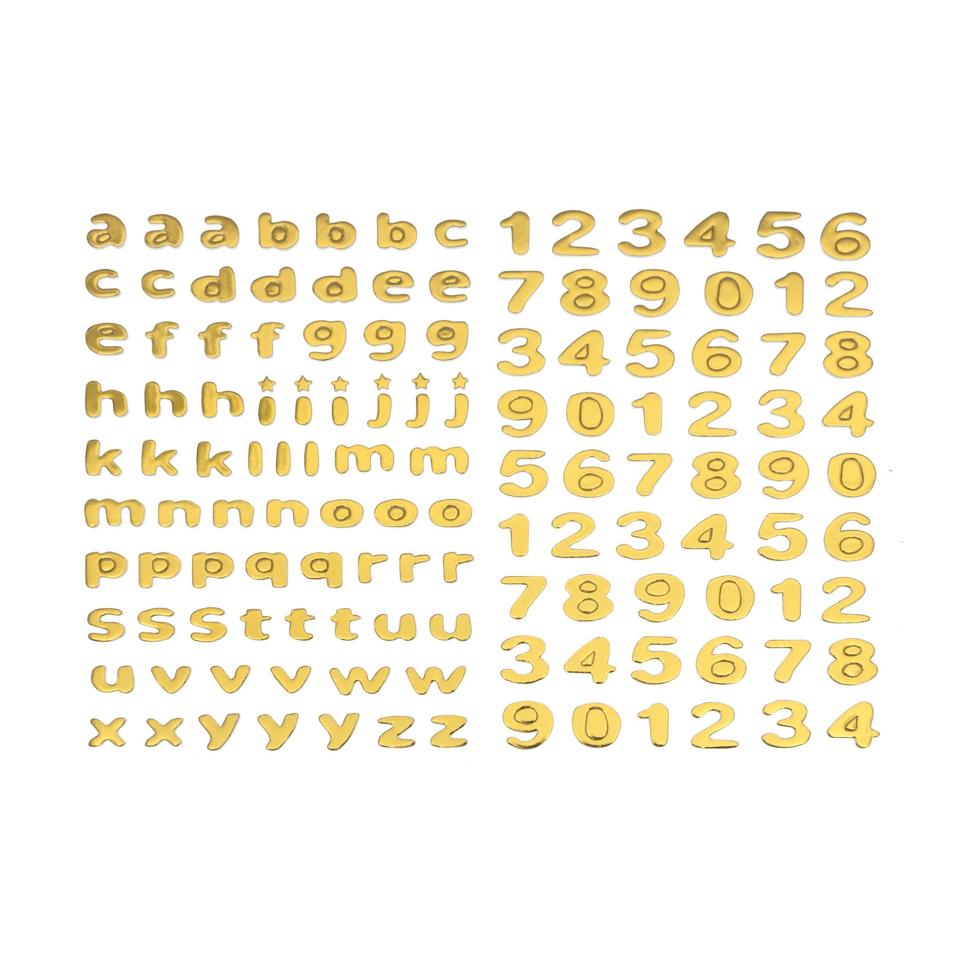 Gold Metallic Puffy Lowercase Alphabet Stickers 128 Pieces