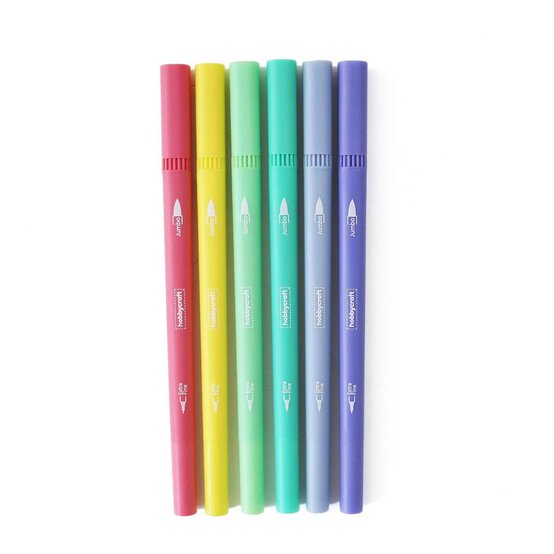 Pastel Dual Tip Brush Markers 6 Pack