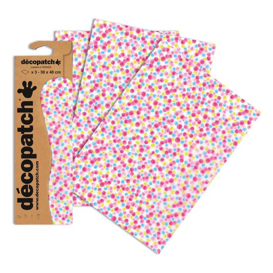 Decopatch Watercolour Dots Paper 3 Sheets