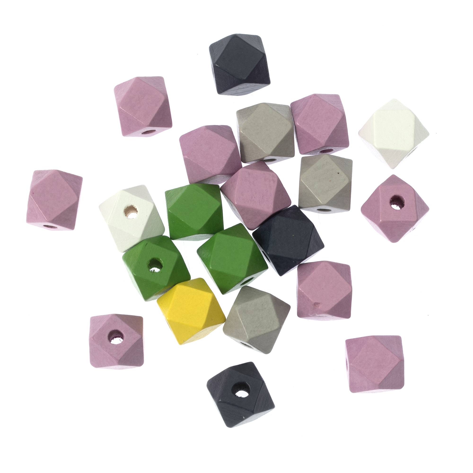 Mixed Wooden Geometric Beads 40g