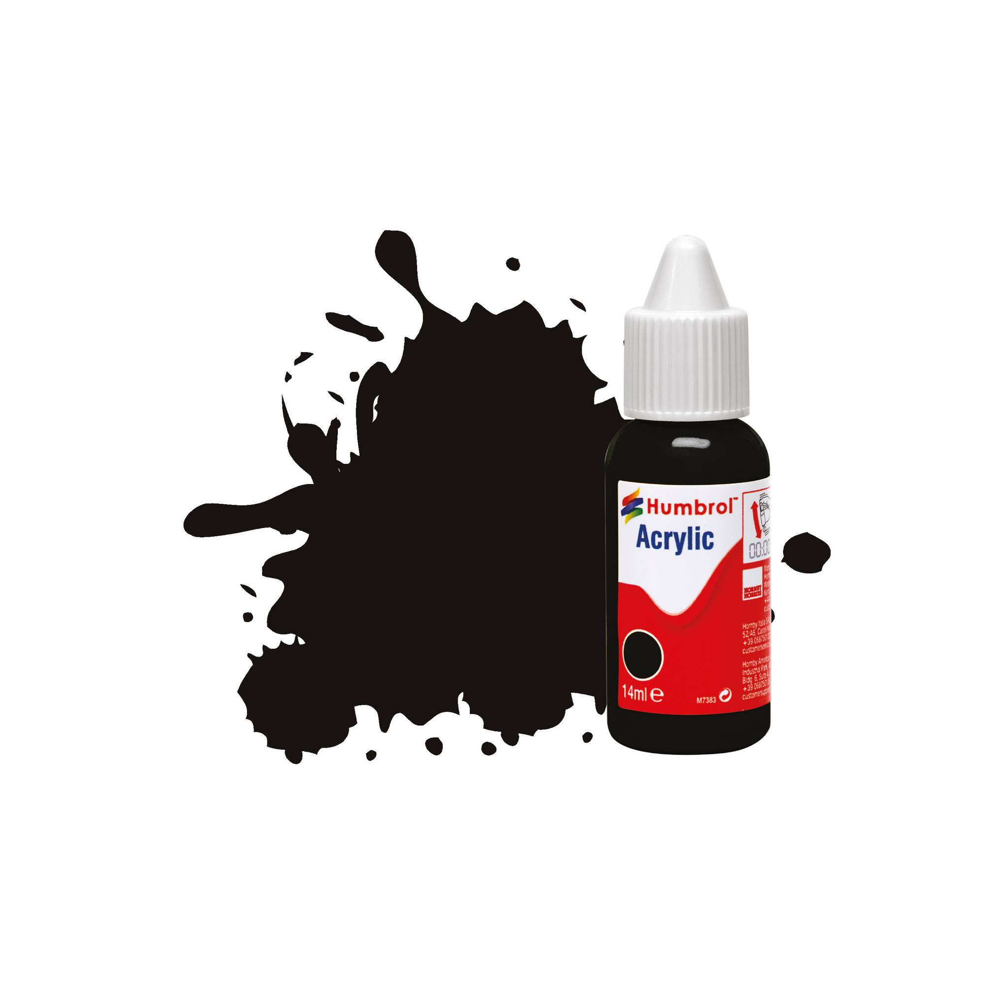 Humbrol 85 Black Satin Acrylic Paint Dropper 14ml