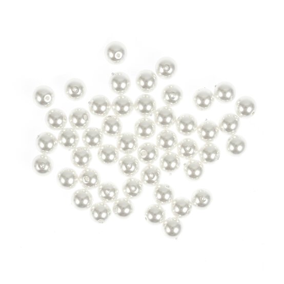 White Glass Pearl Beads 6mm 50 Pack