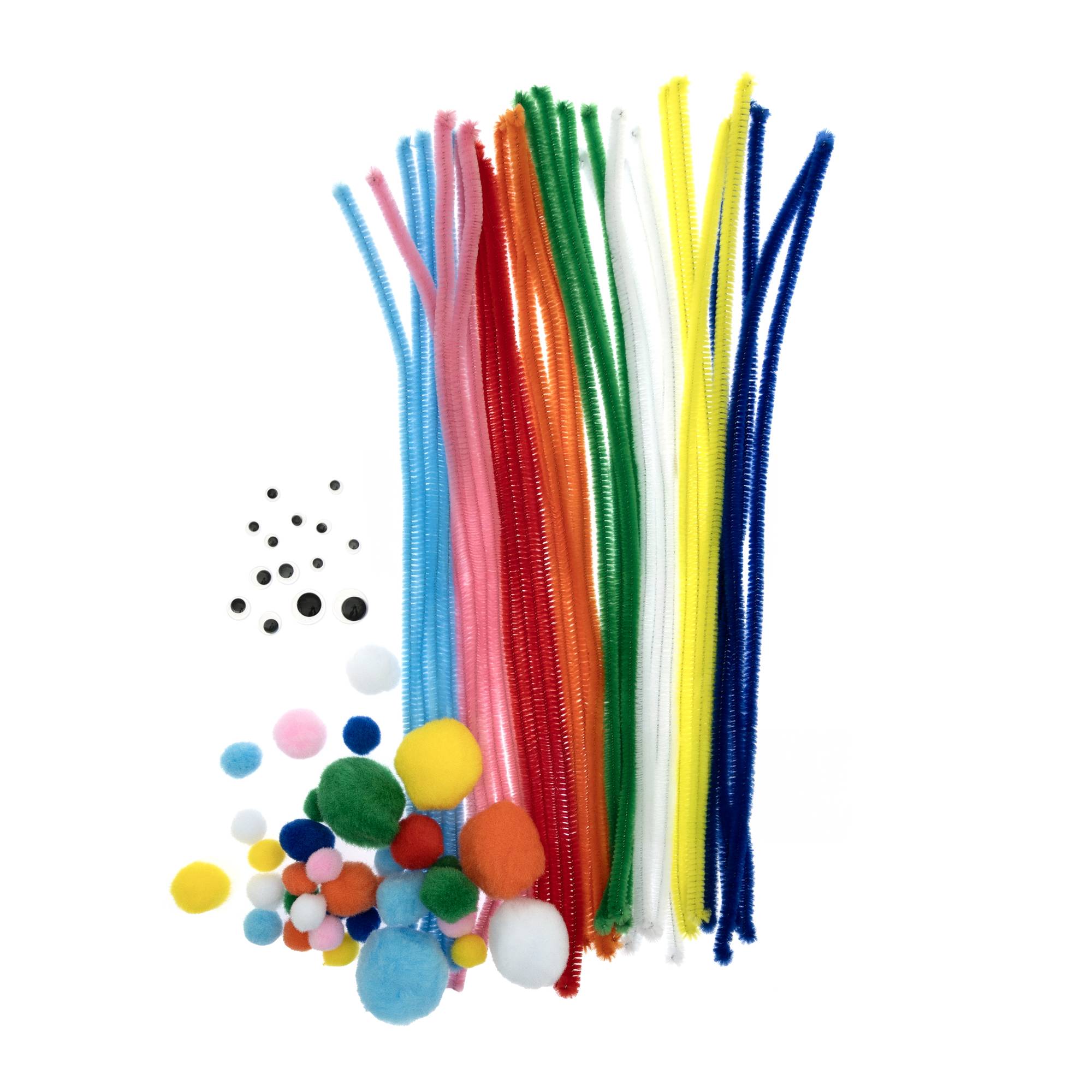 Primary Pipe Cleaners and Pom Poms Craft Pack 80 Pieces