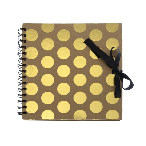 Spiral Bound Foil Gold Dot Scrapbook 8 x 8 Inches
