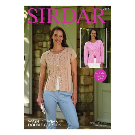 Sirdar Wash 'n' Wear Double Crepe DK Cardigan Digital Pattern 7942