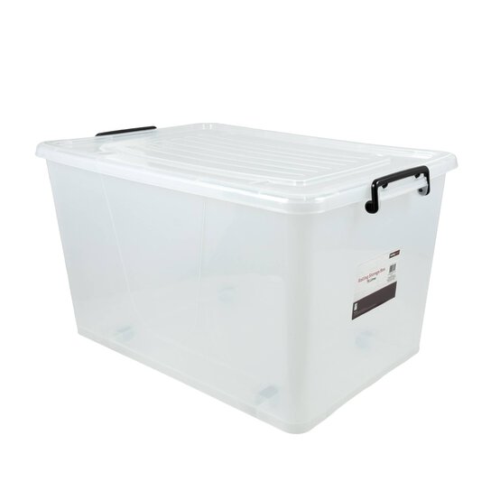 Clear Rolling Storage Box 75 Litres