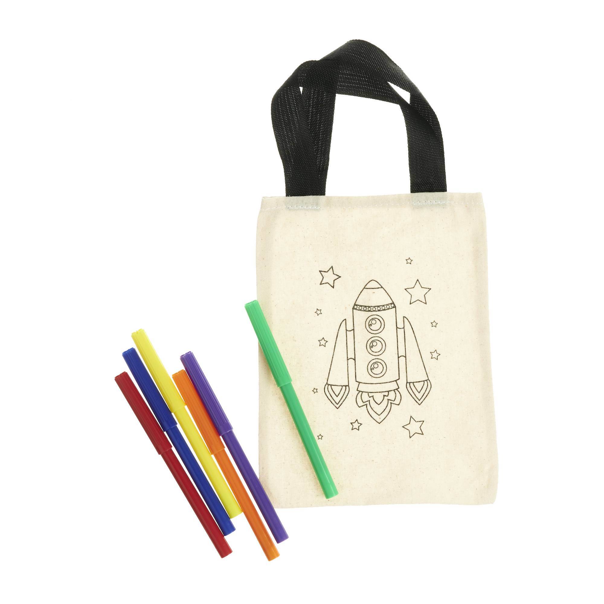 Rocket Colour-In Canvas Bag