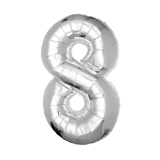 Extra Large Silver Foil Number 8 Balloon
