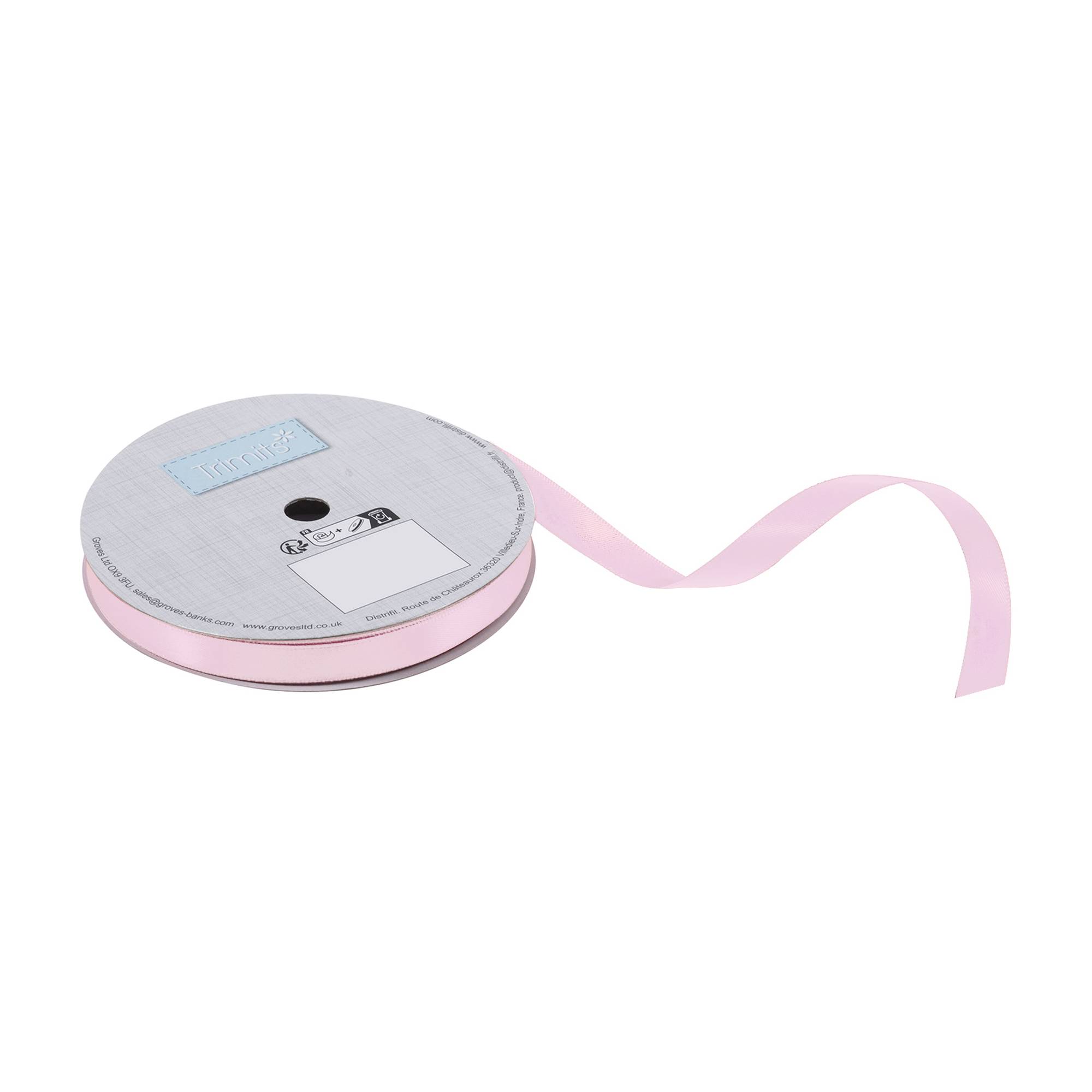 Trimits Light Pink Double-Faced Satin Ribbon by the Metre 10mm