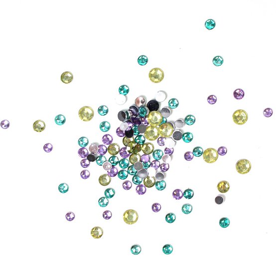 Purple, Green and Yellow Assorted Round Gems 90g