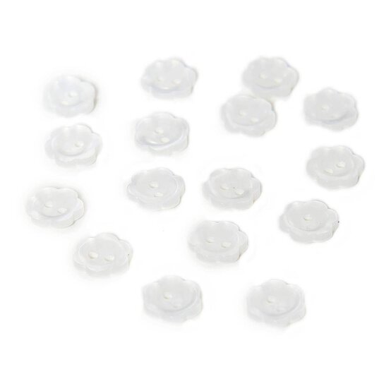 Hemline White Basic Flower Button 17 Pack