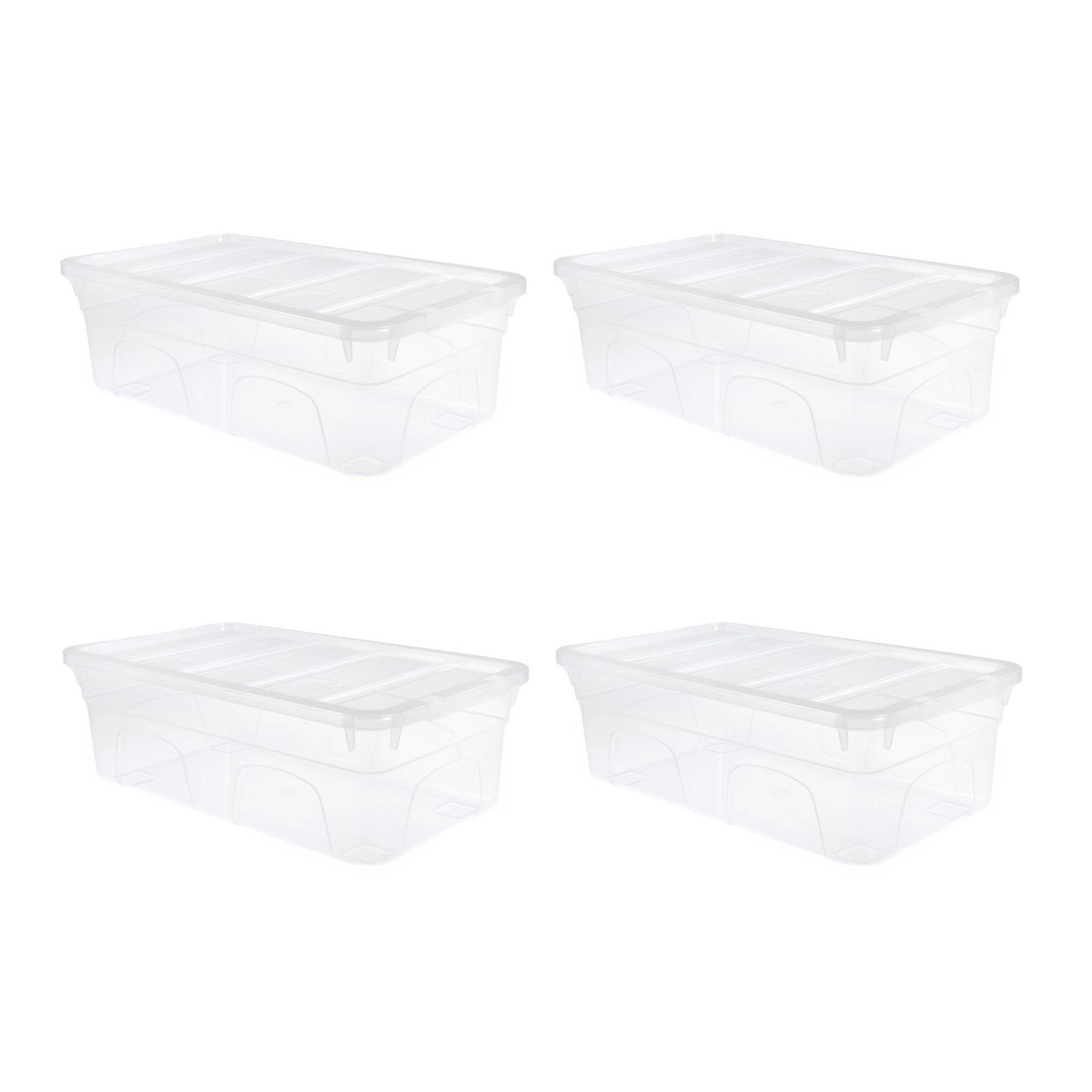Whitefurze Mini Spacemaster 5 Litre Storage Box 4 Pack Bundle