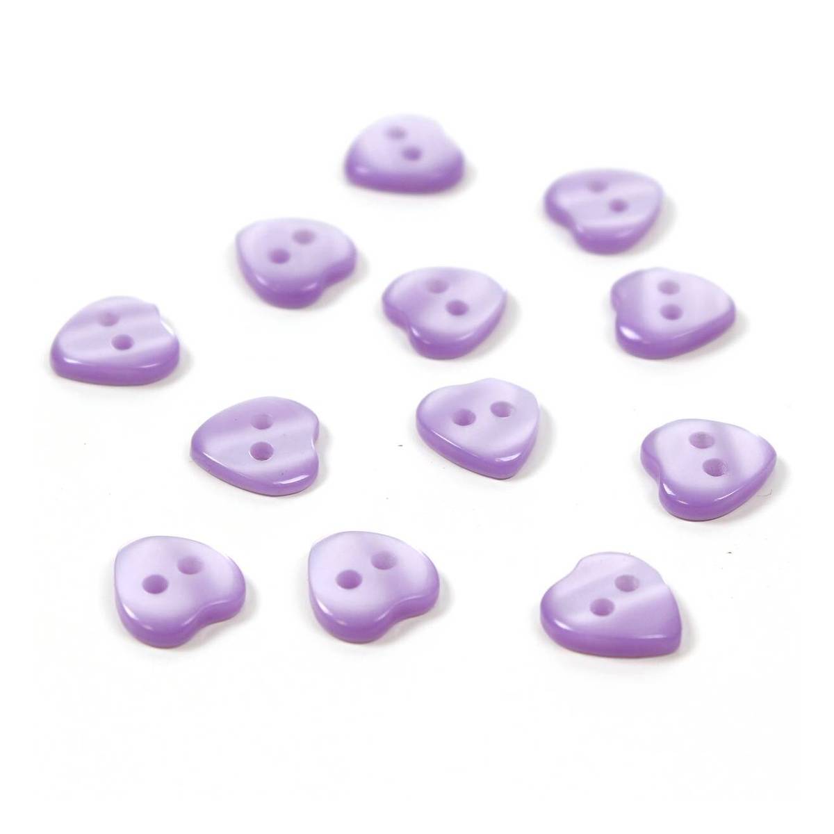 Hemline Lilac Basic Hearts Button 17 Pack