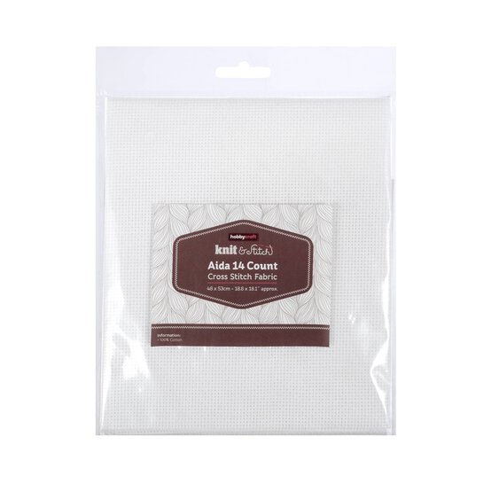 White 14 Count Aida Fabric 48cm x 53cm