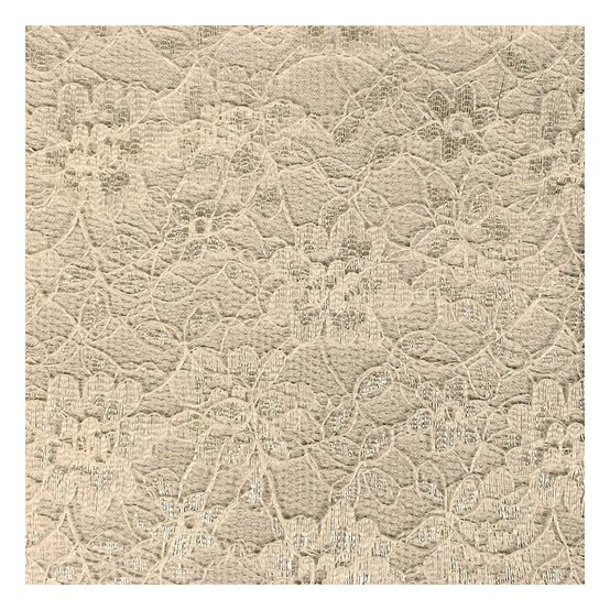 Beige Polyester Floral Lace Fabric by the Metre
