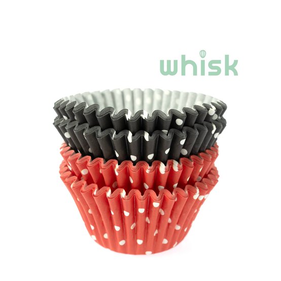 Whisk Black and Red Polka Dot Cupcake Cases 100 Pack