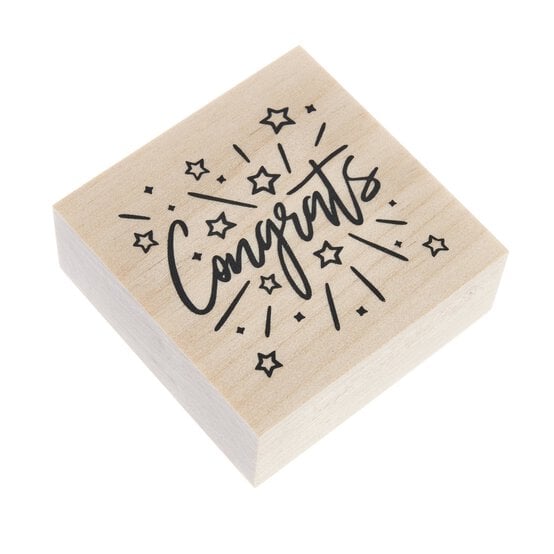 Congrats Wooden Stamp 5cm x 5cm
