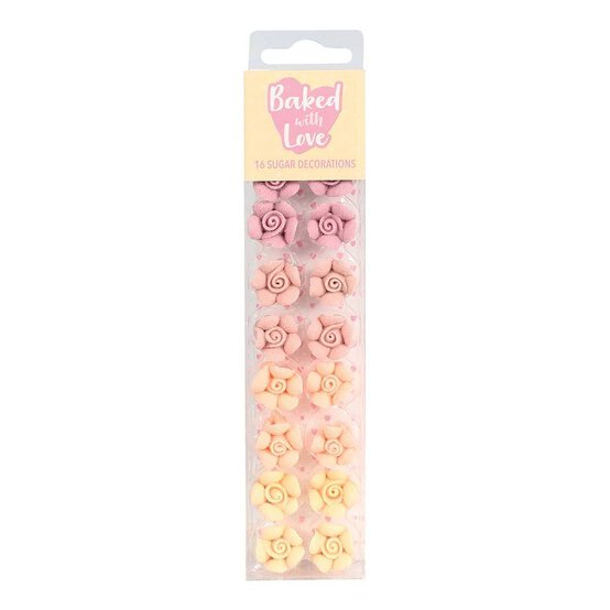 Baked With Love Pink Ombre Flower Sugar Toppers 16 Pack