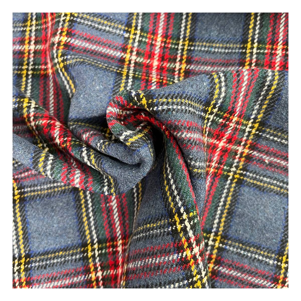 Blue Brushed Tartan Fabric by the Metre