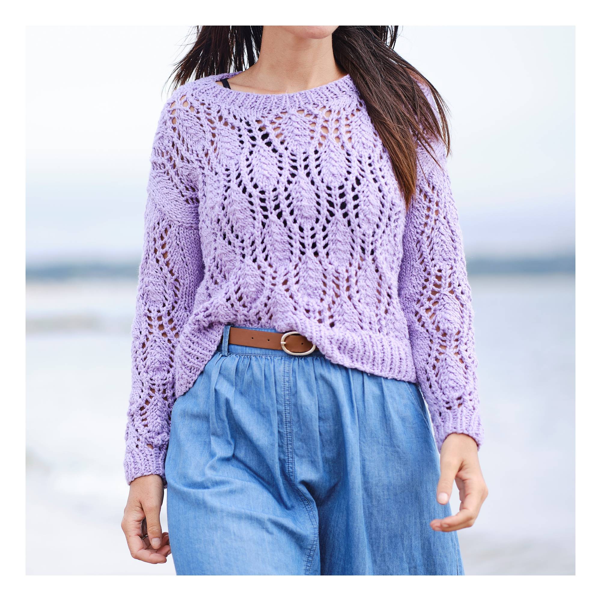 Knitcraft Chunky Pointelle Lace Jumper Digital Pattern 0292