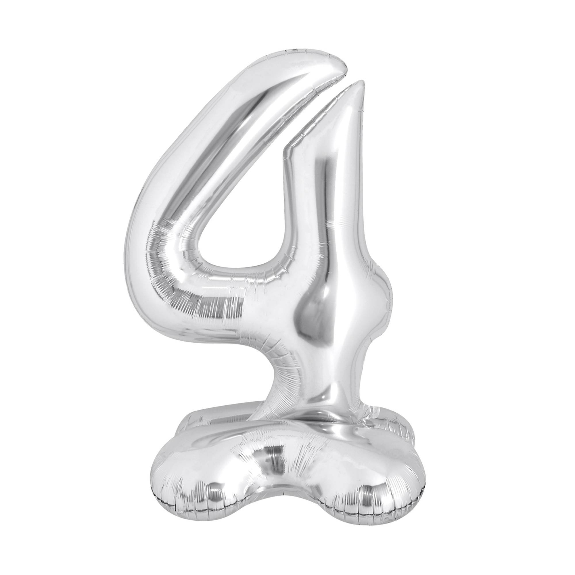 Standing Silver Number 4 Balloon 1m