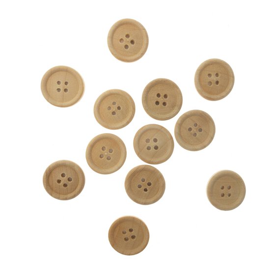 Natural Wooden Button Embellishments 12 Pack
