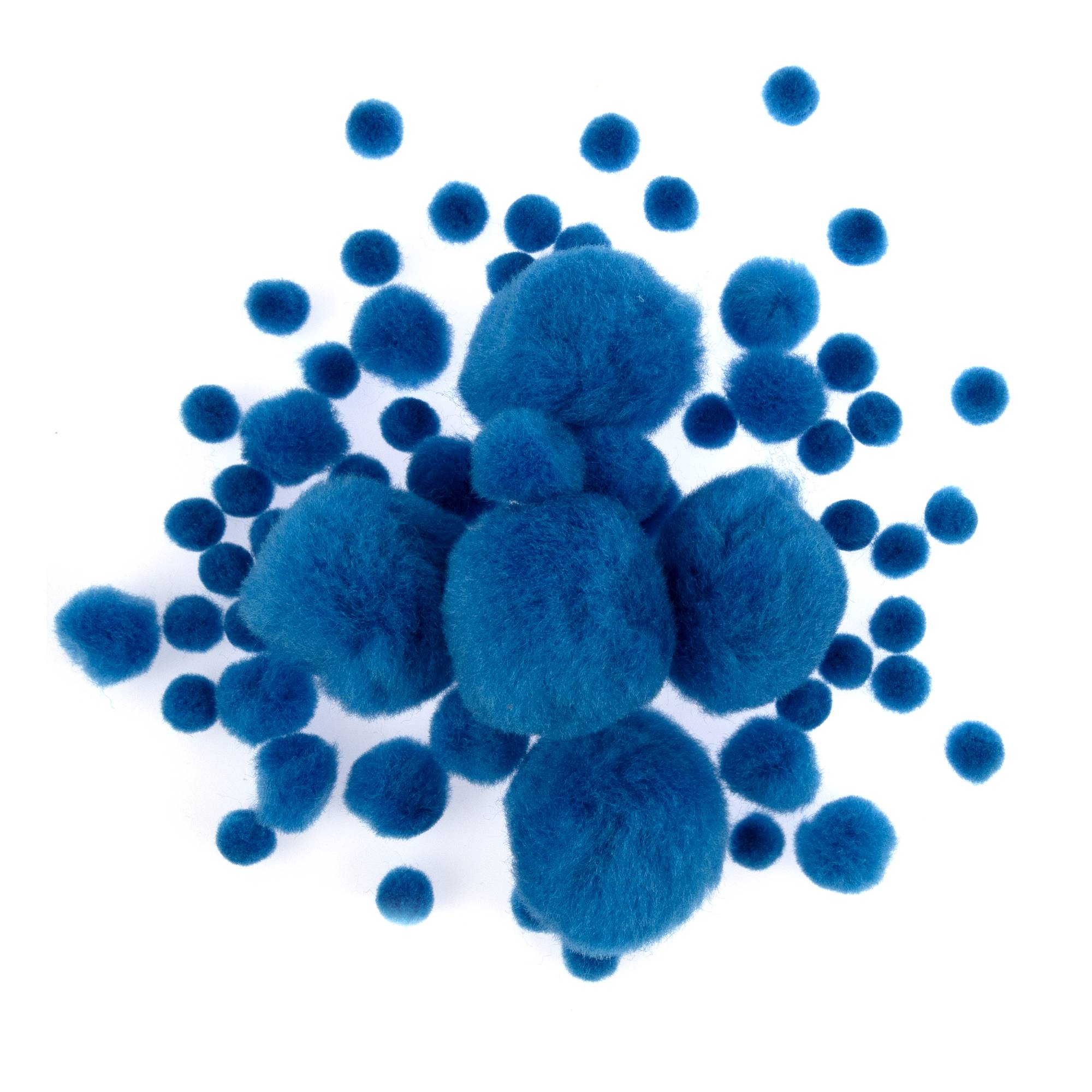 Blue Pom Poms 60 Pack