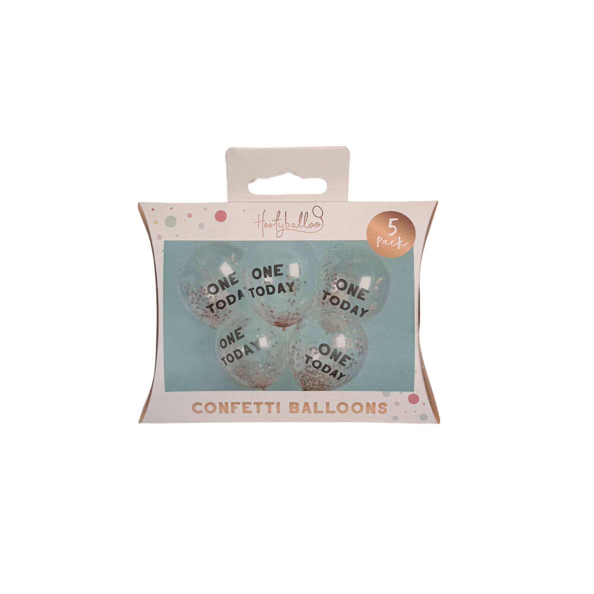 Pastel One Today Confetti Balloons 5 Pack