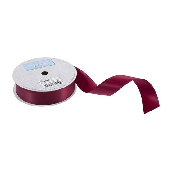 Trimits Burgundy Double-Faced Satin Ribbon by the Metre 25mm
