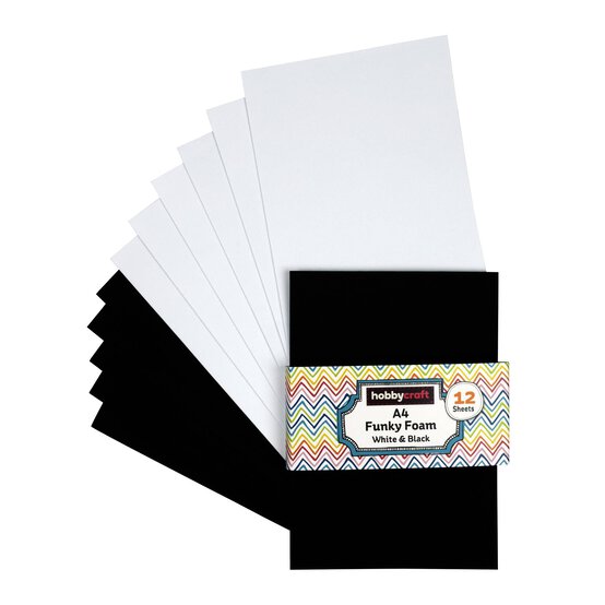 Black and White EVA Foam Sheets?A4 12 Pack