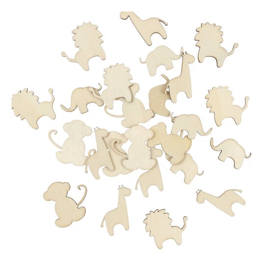 Wooden Safari Animal Confetti 24 Pieces