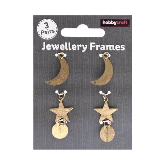 Gold Moon and Star Jewellery Frames 3 Pack