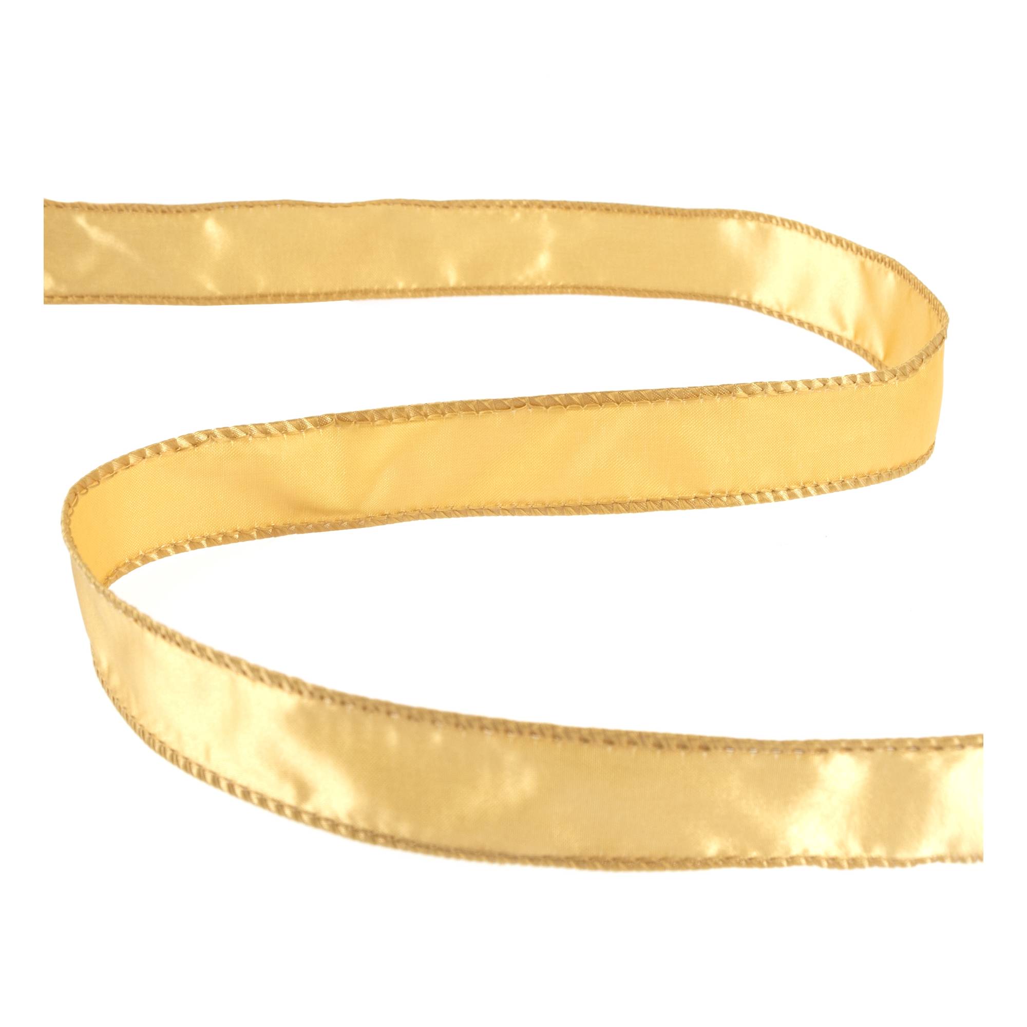 Bright Gold Wire Edge Satin Ribbon 25mm x 3m