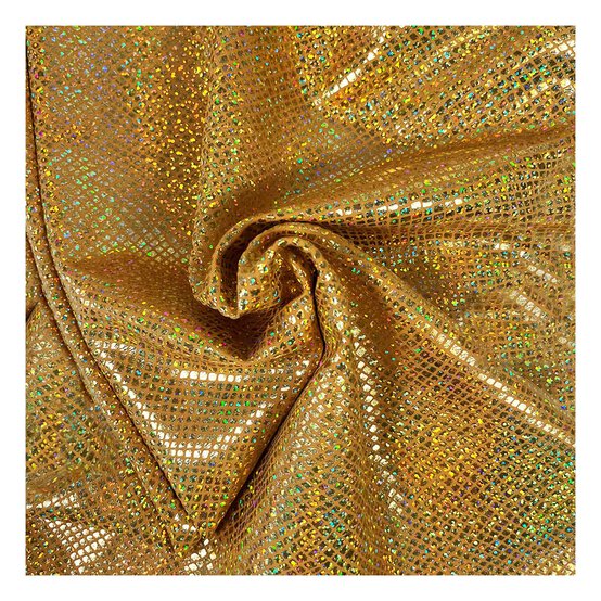 Gold Anaconda Holo Foil Poly Spandex Fabric by the Metre