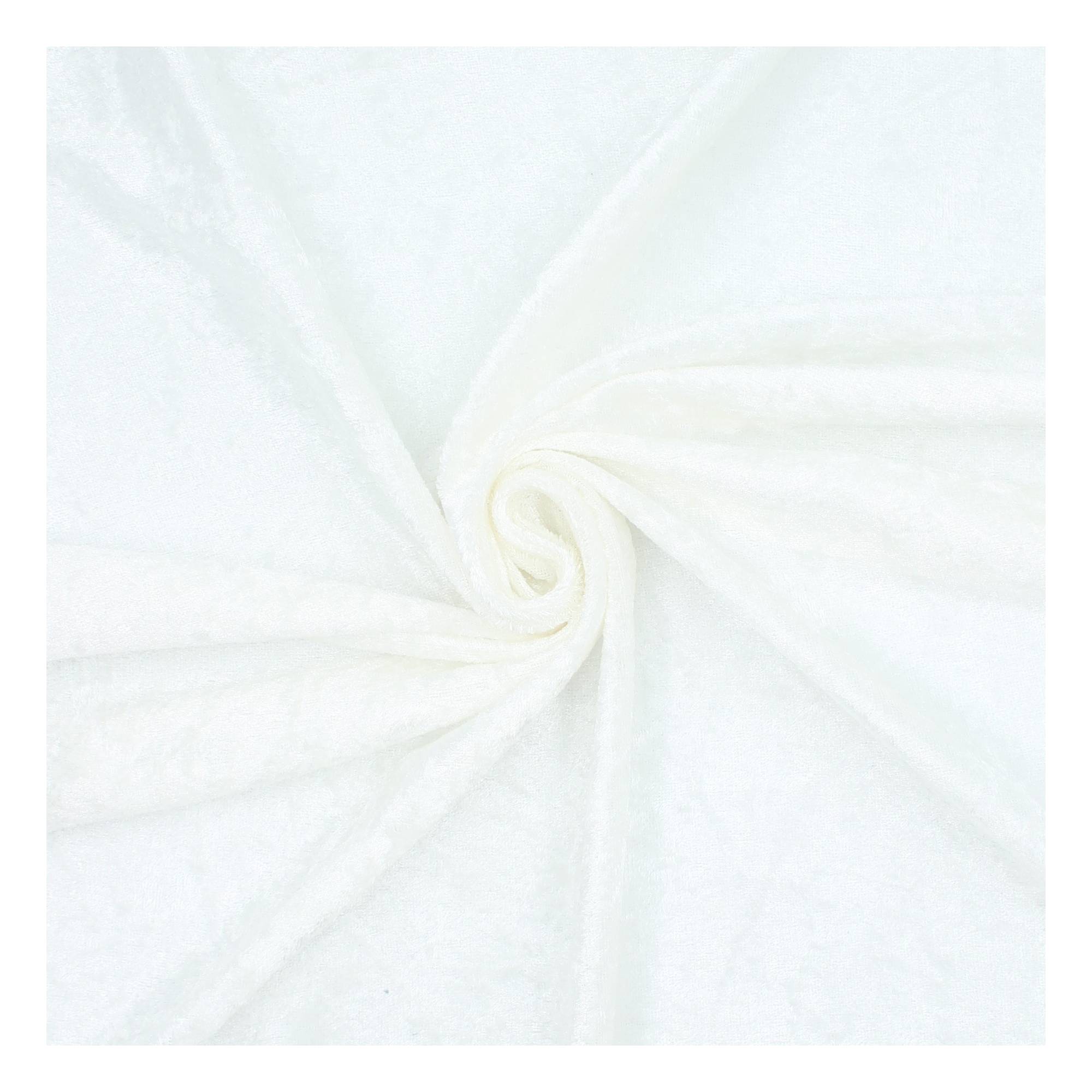 Cream Crushed Velour Fabric by the Metre