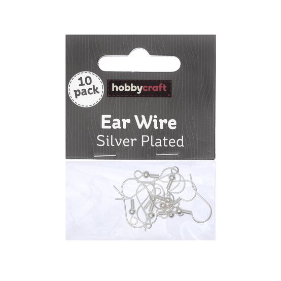 Silver-Plated Ear Wires 25mm x 20mm 10 Pack