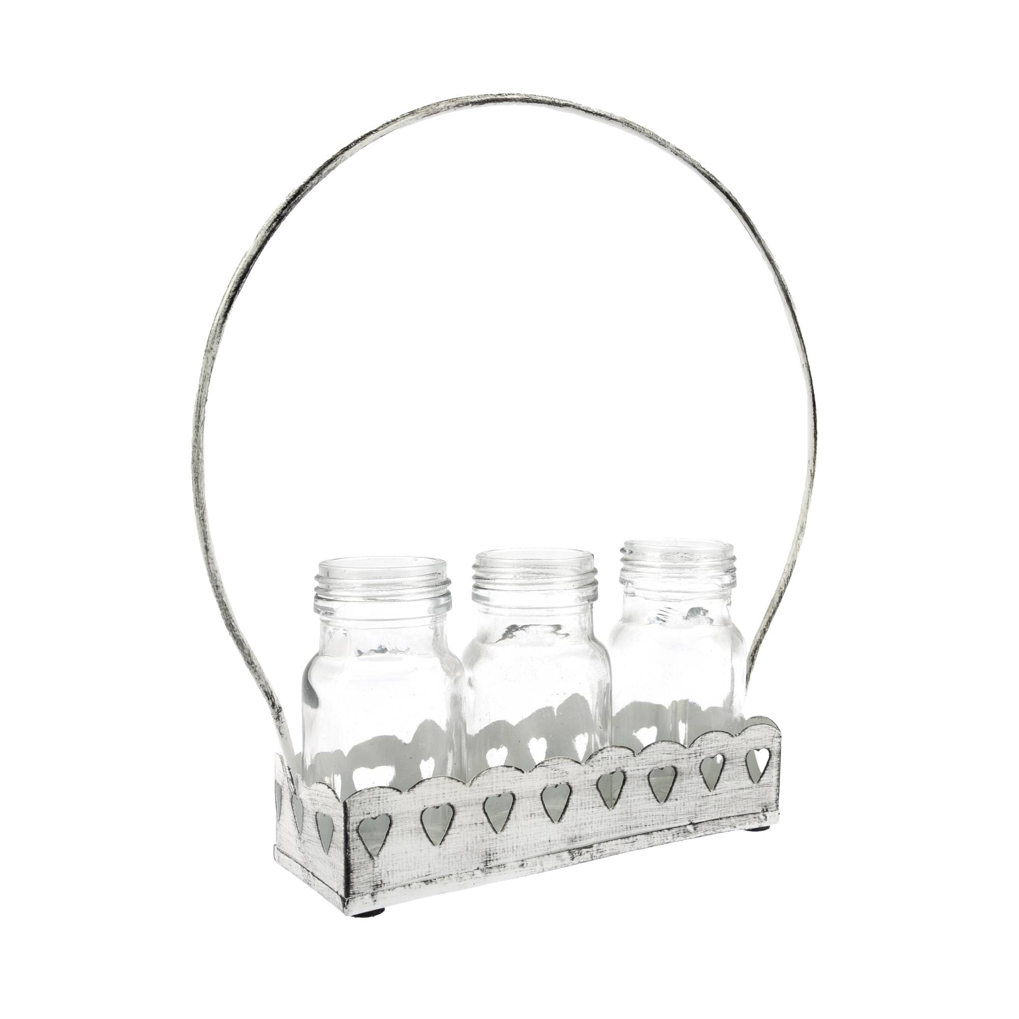 White Heart Glass Bottle Holder