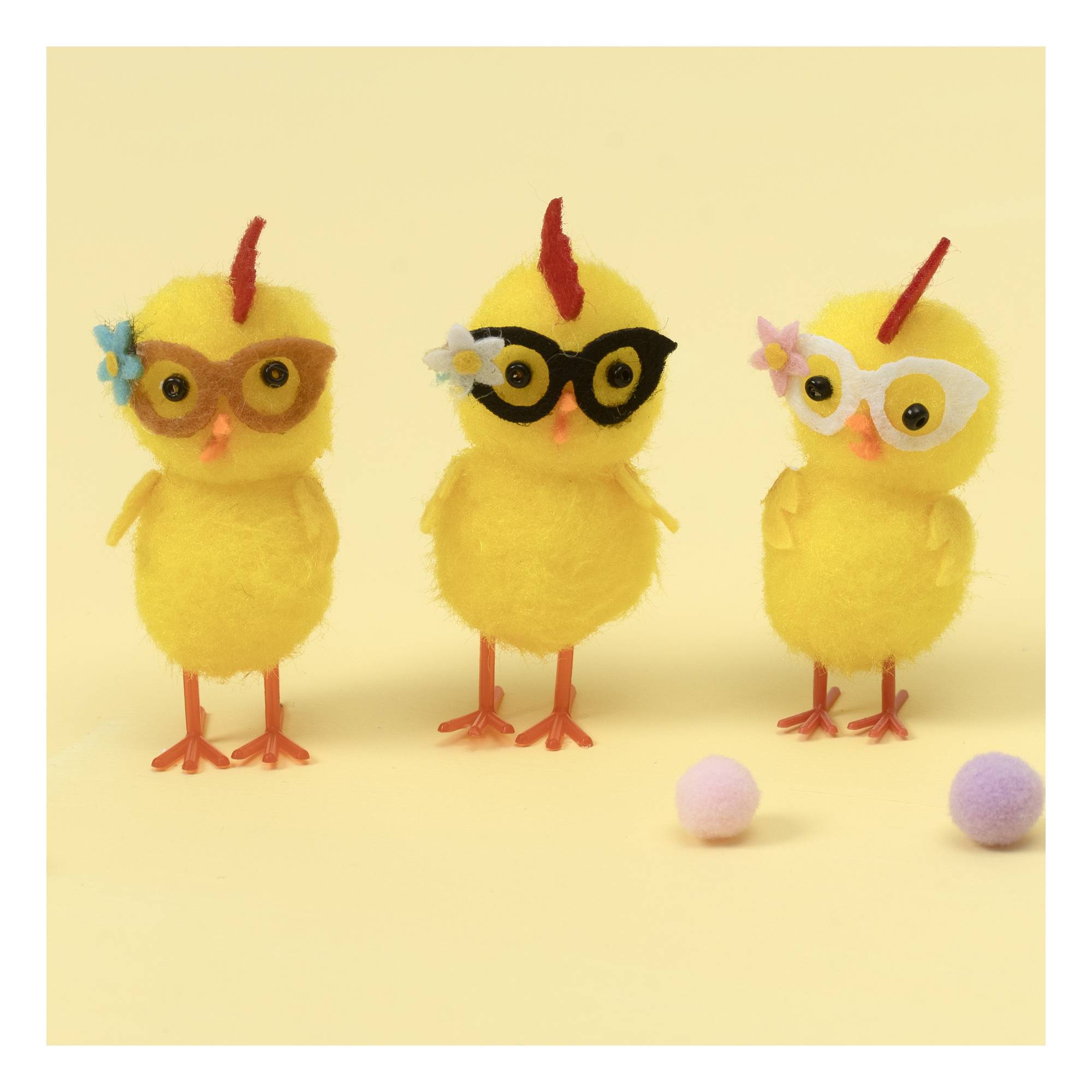 Yellow Chicks with Glasses 3 Pack