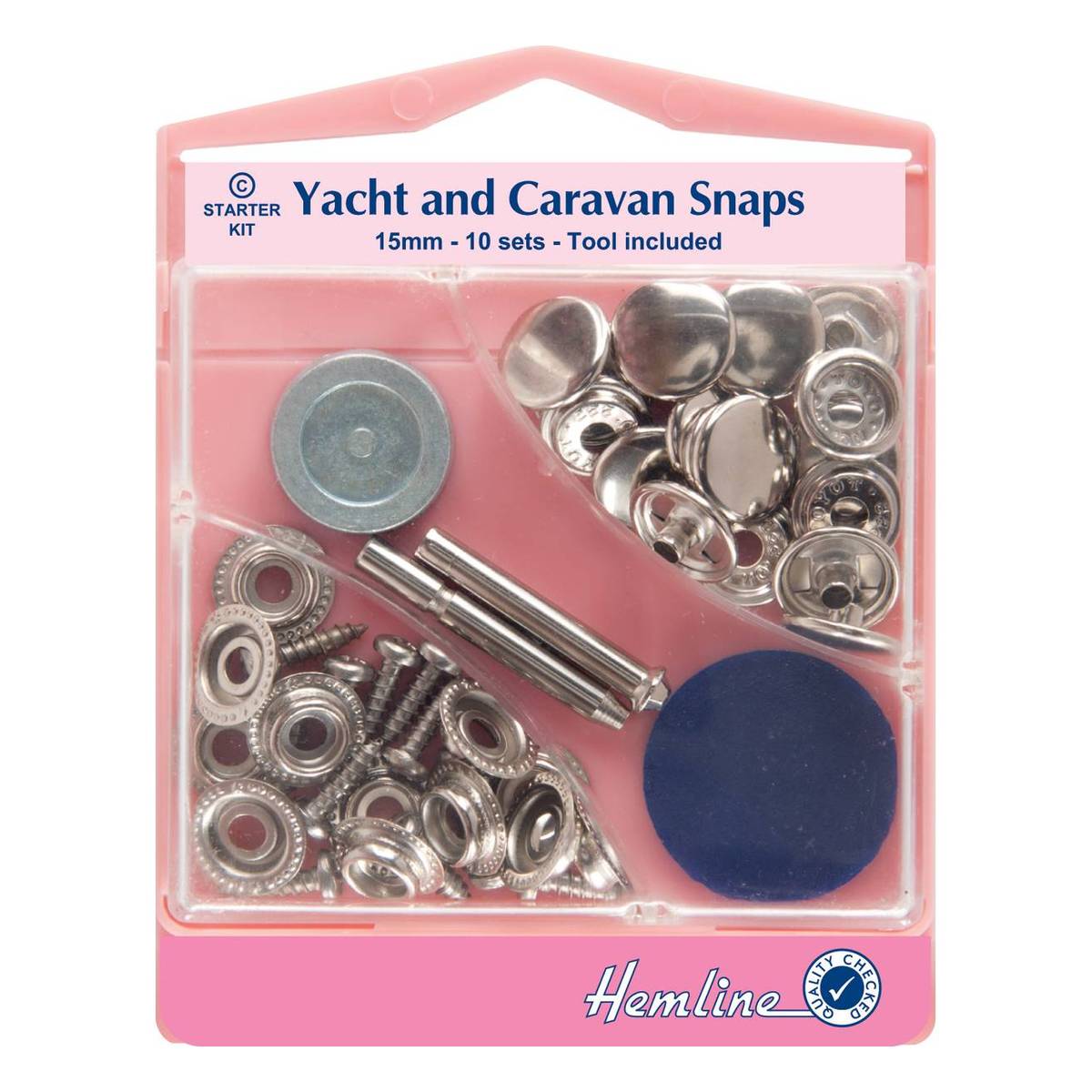 Hemline Silver Yacht and Caravan Snaps 15mm 10 Pack
