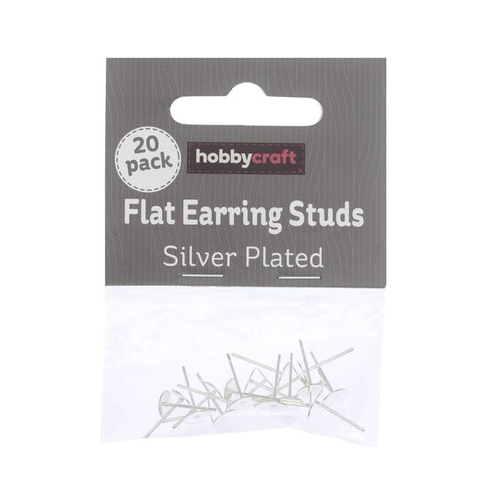 Silver Plated 6mm Flat Stud 20 Pack