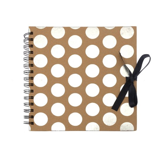 Spiral Bound Foil Silver Dot Scrapbook 8 x 8 Inches