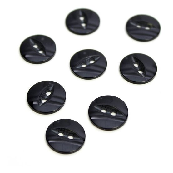 Hemline Black Basic Fish Eye Button 8 Pack