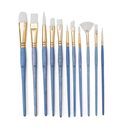 White Taklon Brushes 11 Pack