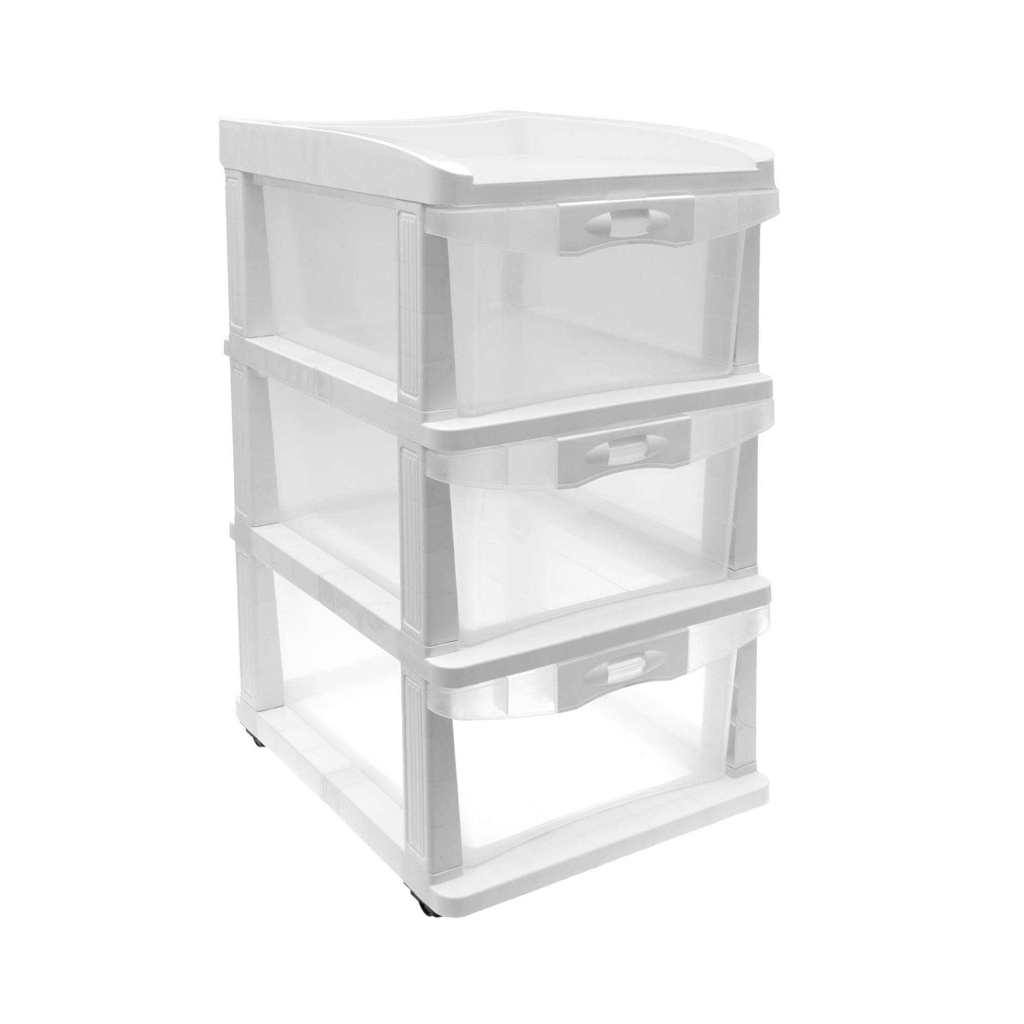 White Storage Tower with Wheels 3 Drawers