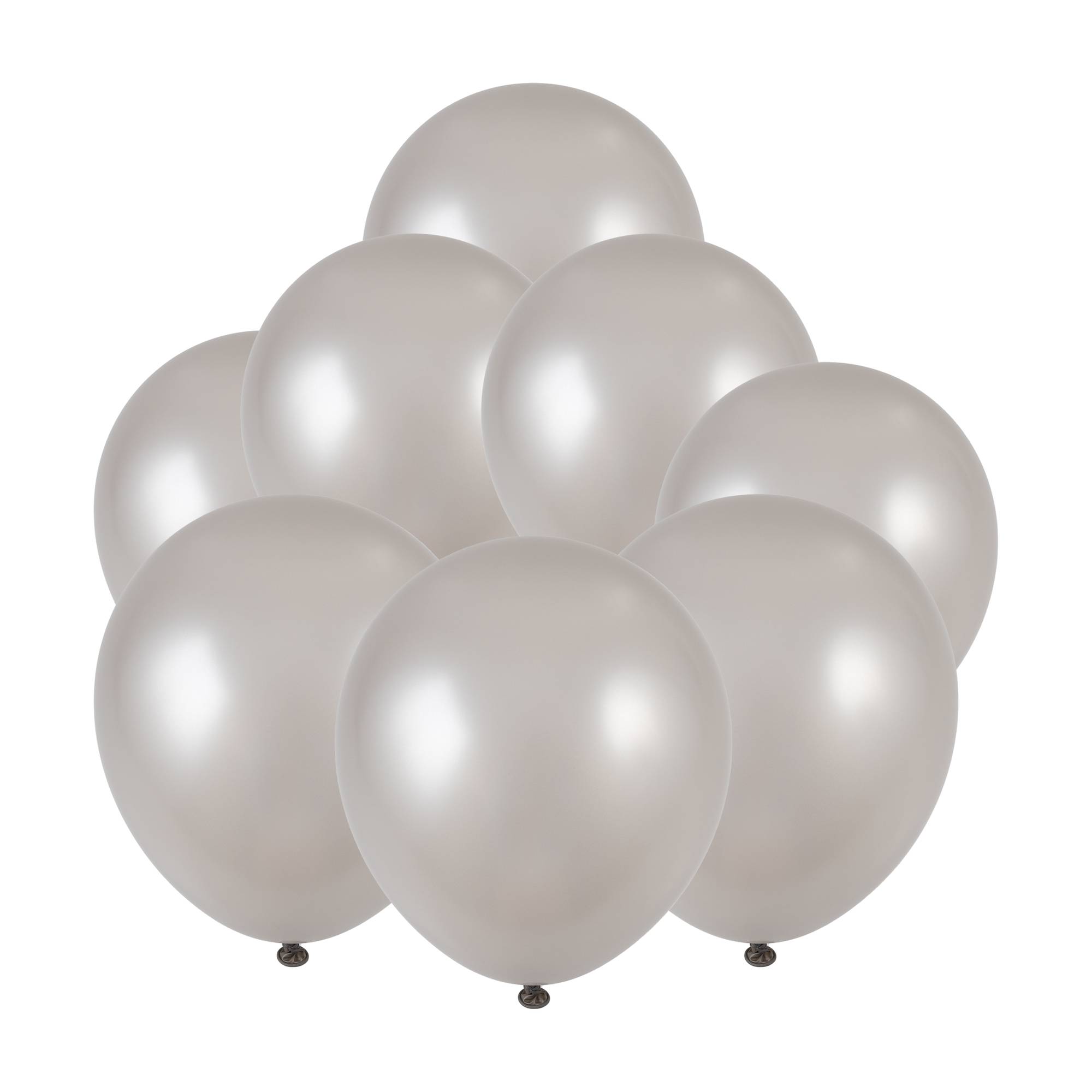 Silver Pearlised Latex Balloons 8 Pack