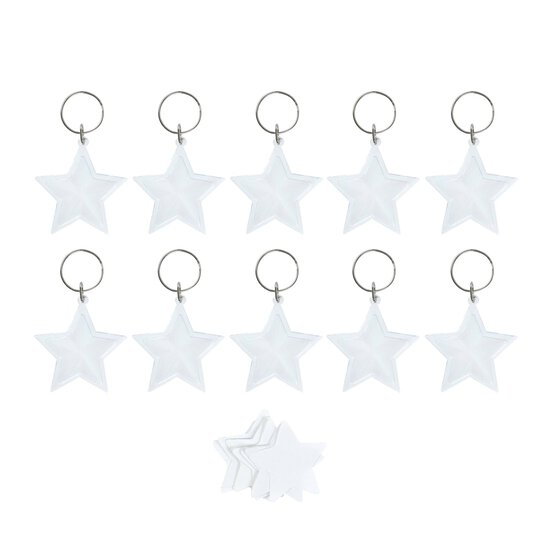 Clear Star Keyrings 10 Pack